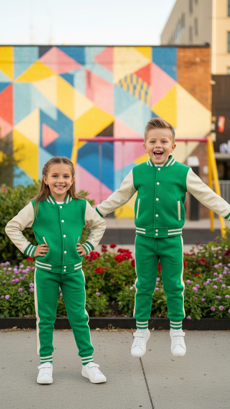 GREEN HALF WHITE (Varsity Jacket pair) Premium Quality