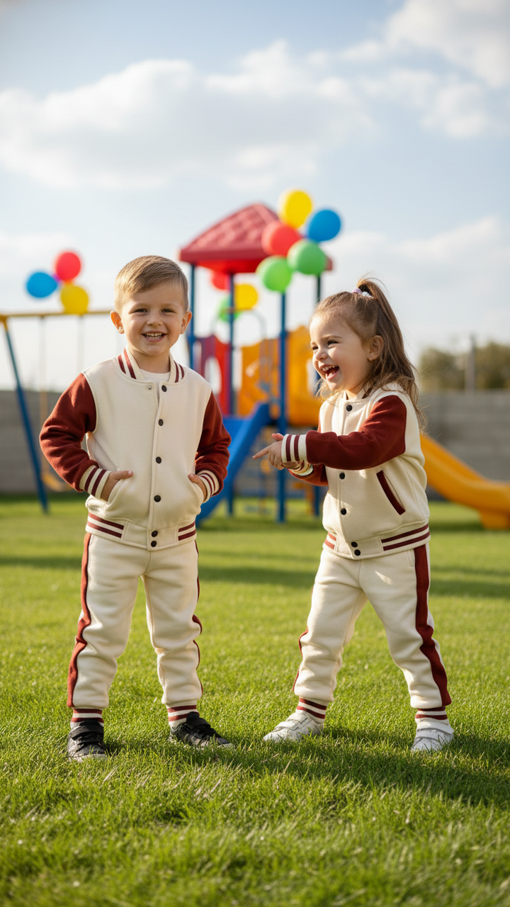 HALF WHITE BROWN (Varsity Jacket pair) Premium Quality