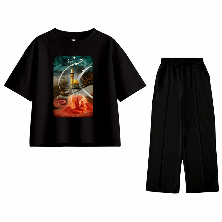 Salam Ya Hussain Black Oversized Tracksuit