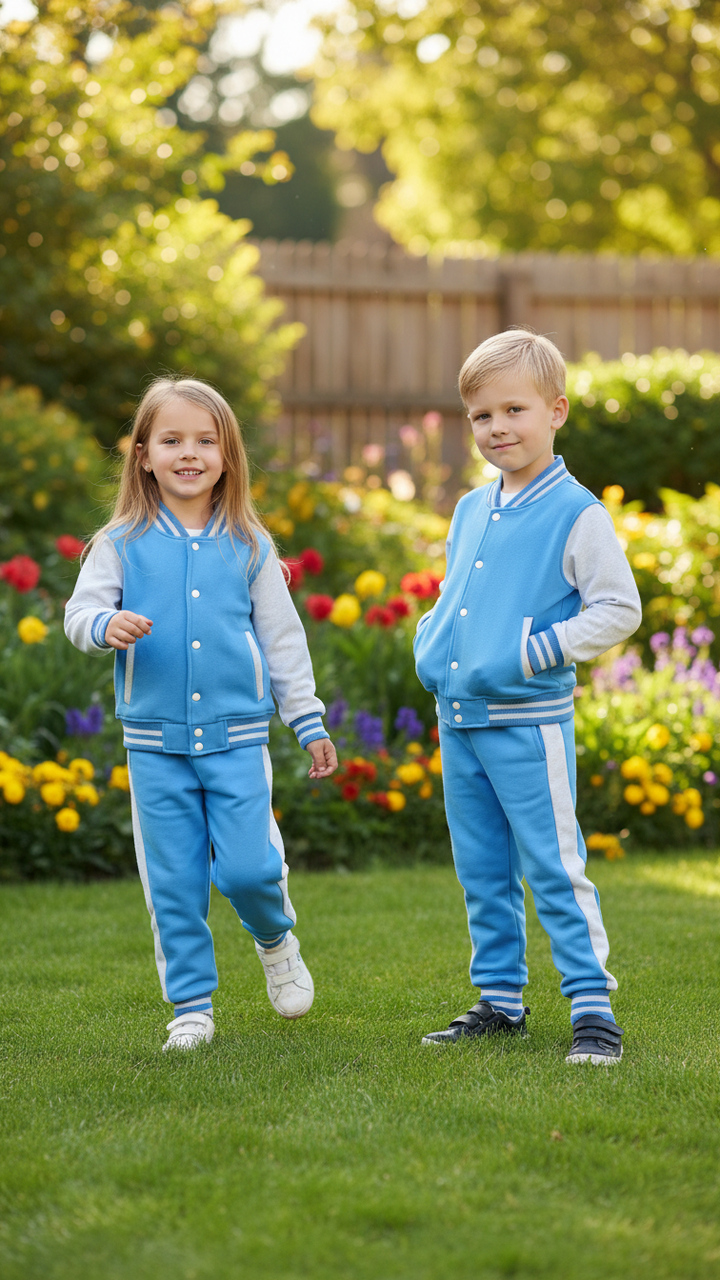 SKY BLUE GREY (Varsity Jacket pair) Premium Quality