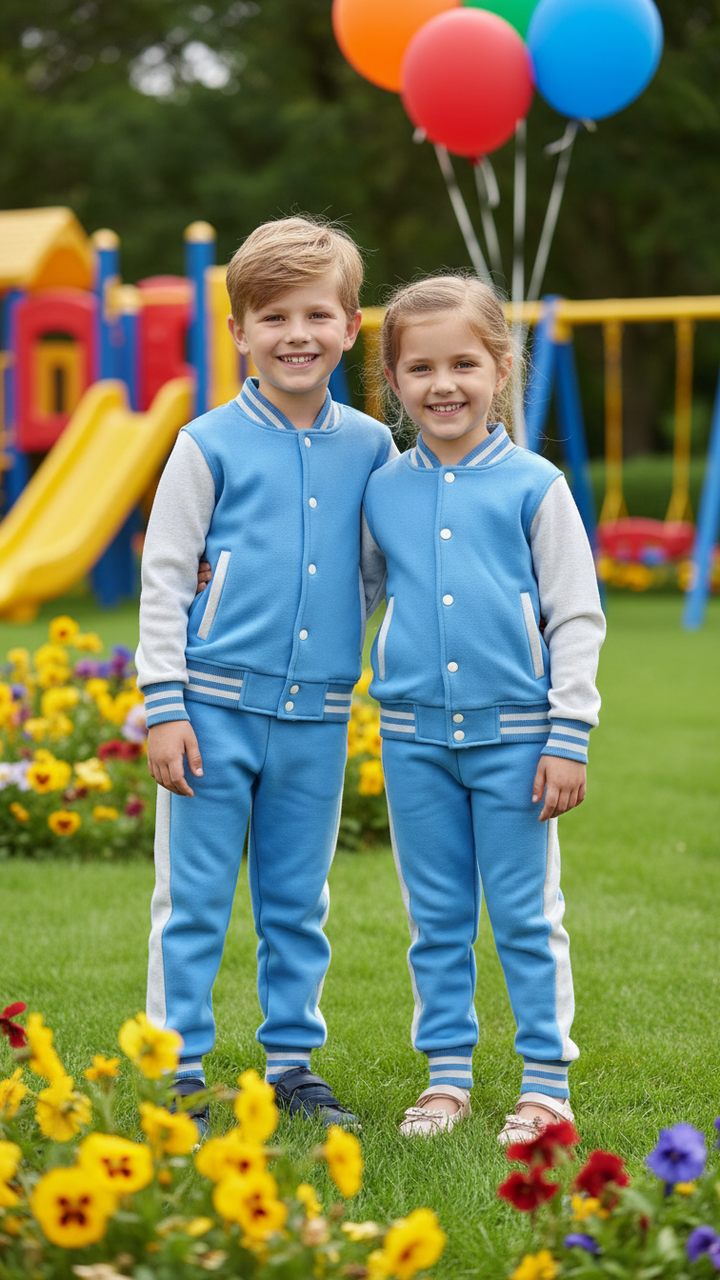 SKY BLUE GREY (Varsity Jacket pair) Premium Quality