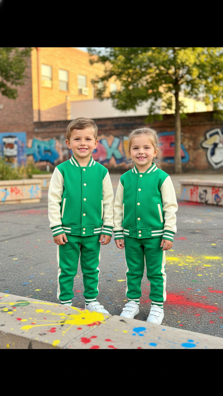 GREEN HALF WHITE (Varsity Jacket pair) Premium Quality