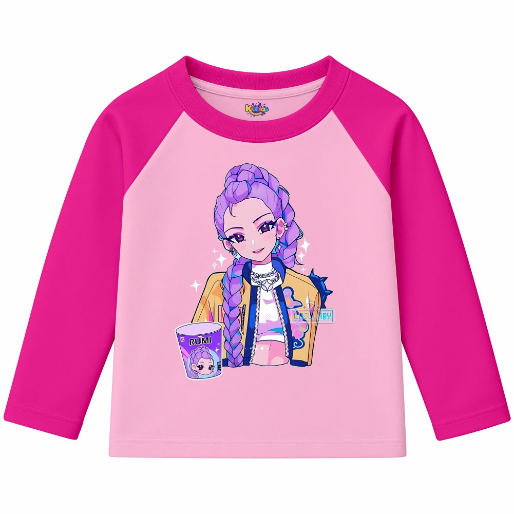 RUMI with Cup from KPop Demon Hunters (Ragnal Sleeve Shirt)