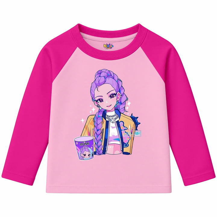 RUMI with Cup from KPop Demon Hunters (Ragnal Sleeve Shirt)