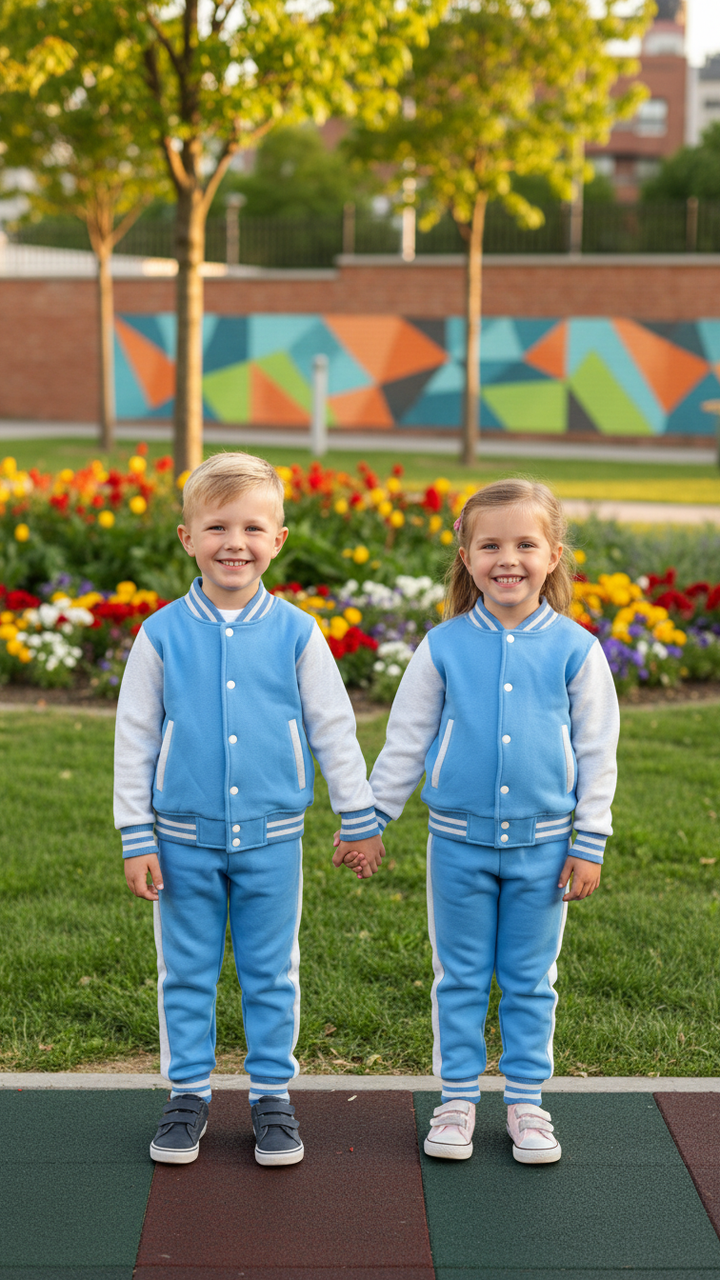 SKY BLUE GREY (Varsity Jacket pair) Premium Quality