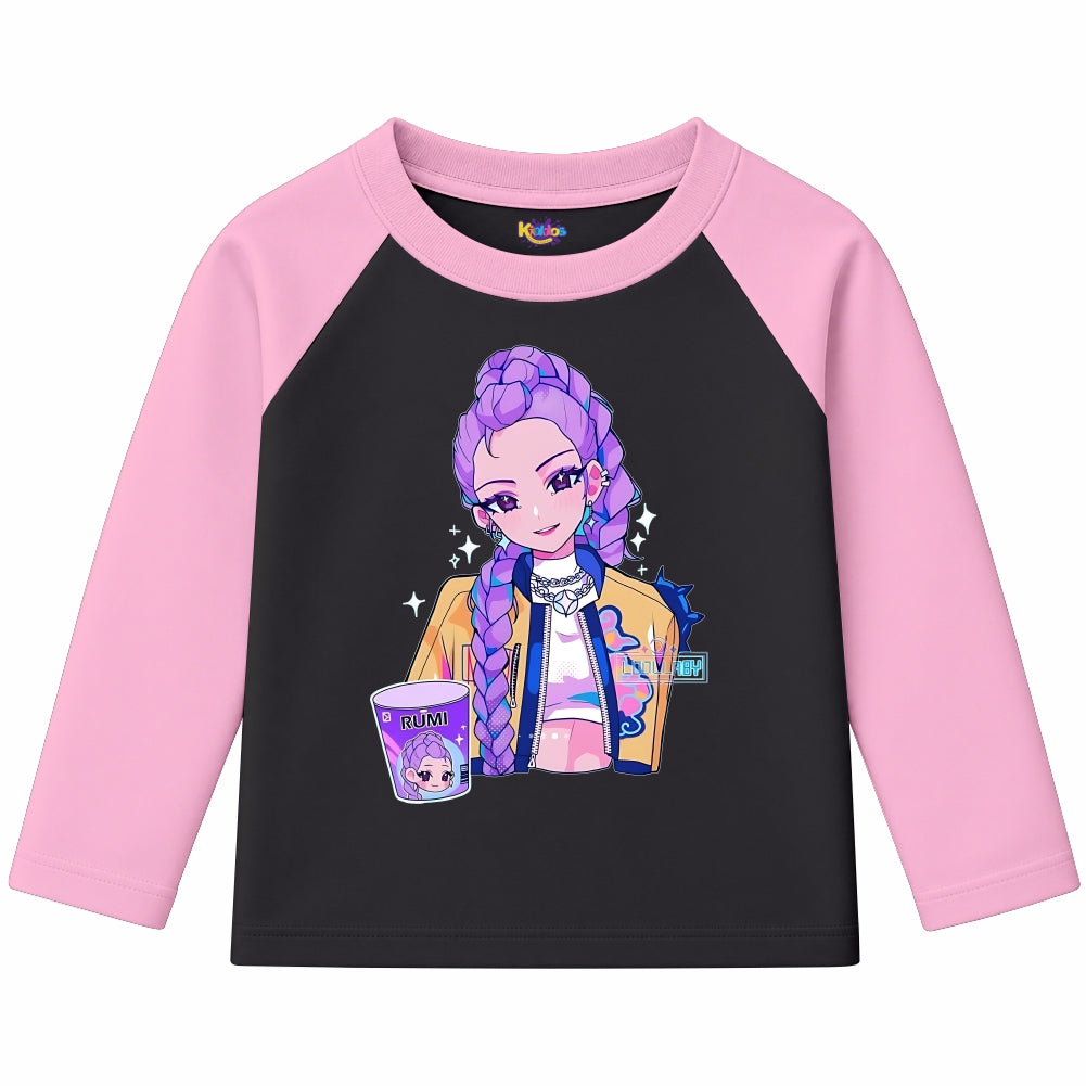 RUMI with Cup from KPop Demon Hunters (Ragnal Sleeve Shirt)