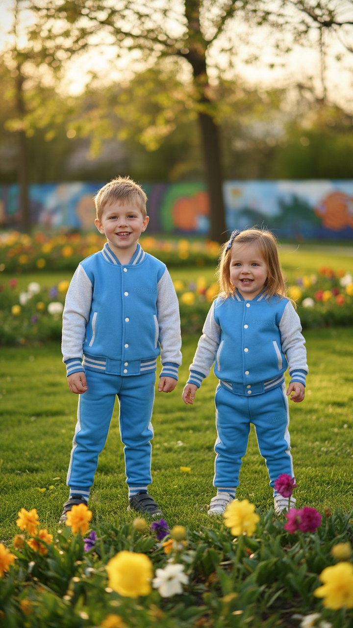 SKY BLUE GREY (Varsity Jacket pair) Premium Quality