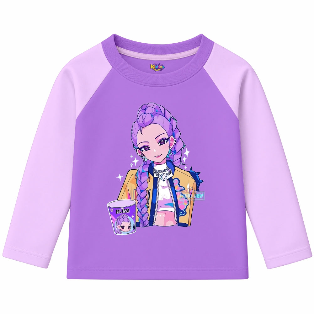 RUMI with Cup from KPop Demon Hunters (Ragnal Sleeve Shirt)