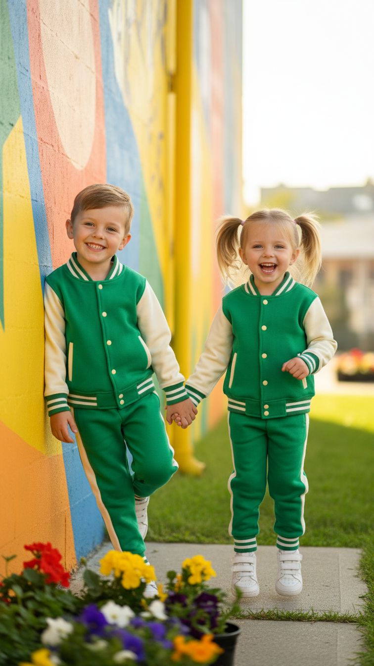 GREEN HALF WHITE (Varsity Jacket pair) Premium Quality