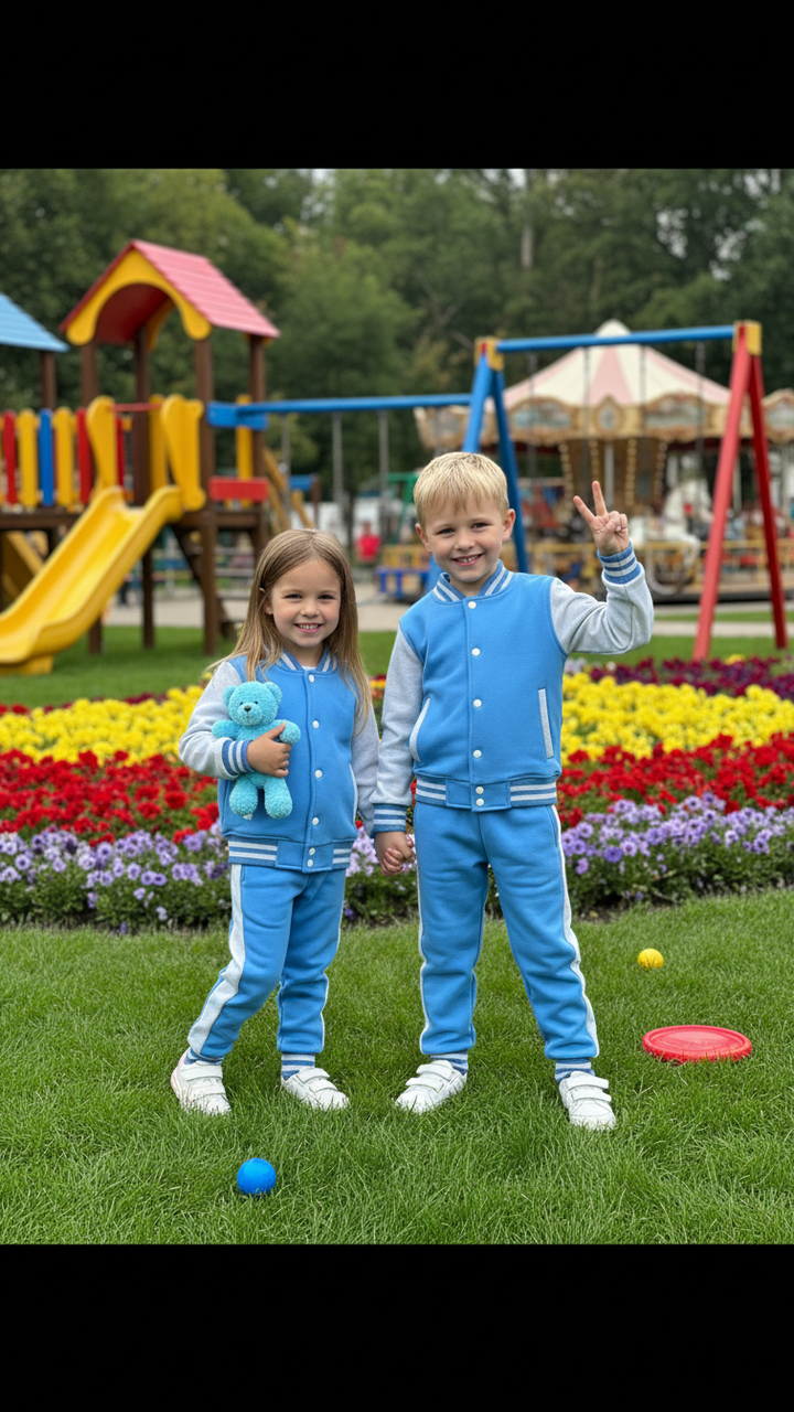 SKY BLUE GREY (Varsity Jacket pair) Premium Quality