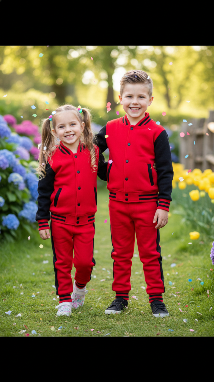 RED BLACK (Varsity Jacket pair) Premium Quality