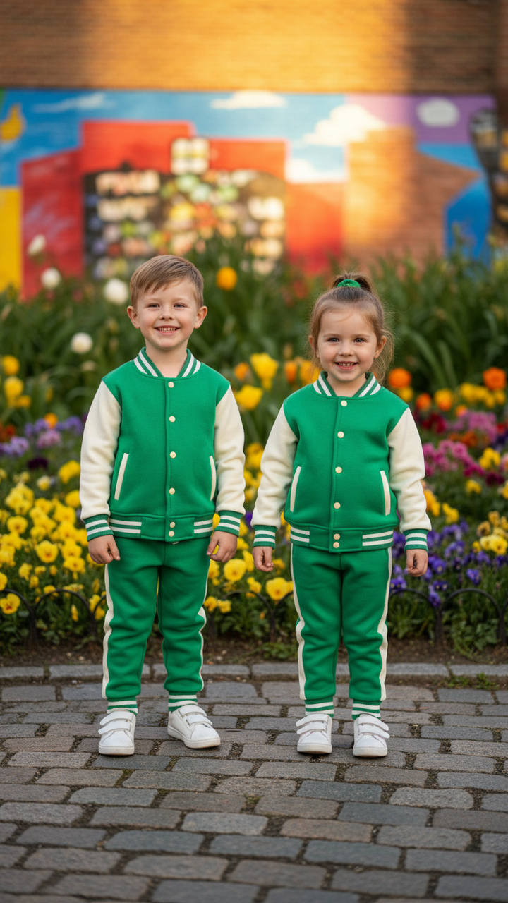 GREEN HALF WHITE (Varsity Jacket pair) Premium Quality