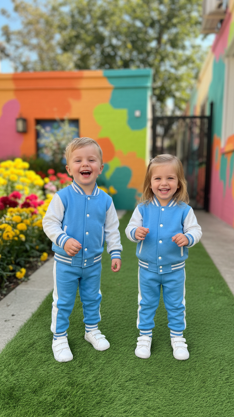 SKY BLUE GREY (Varsity Jacket pair) Premium Quality