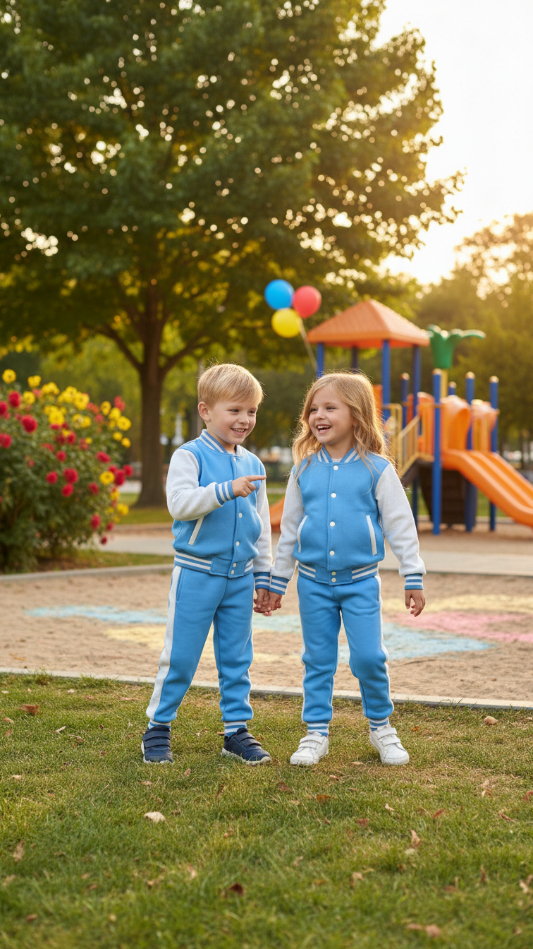 SKY BLUE GREY (Varsity Jacket pair) Premium Quality
