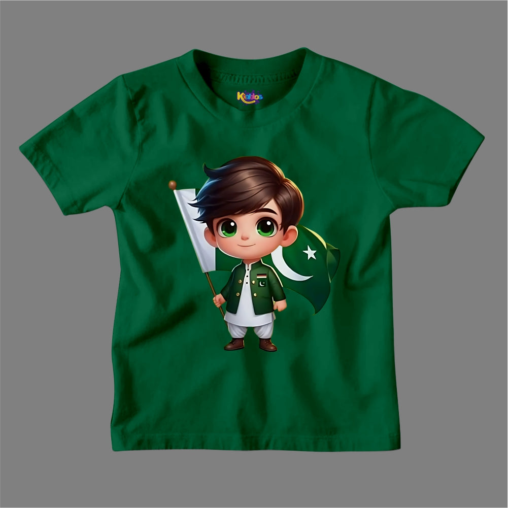 14 AUGUST BOY WITH FLAG T-SHIRT