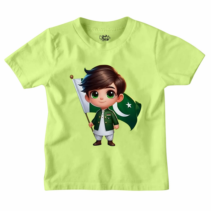 14 AUGUST BOY WITH FLAG T-SHIRT