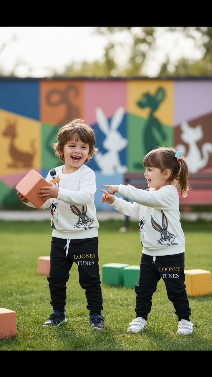 LOONEY TUNE WHITE FLEECE PAIR