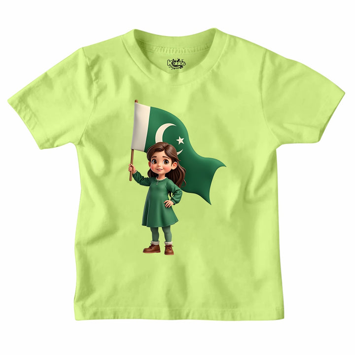 14 AUGUST LITTLE GIRL WITH FLAG  T-SHIRT