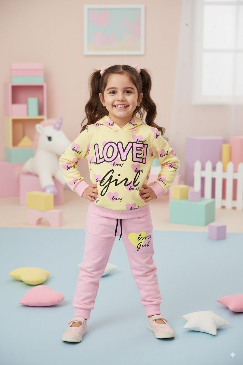LOVE ! GIRL ALLOVER PRINT FLEECE PAIR