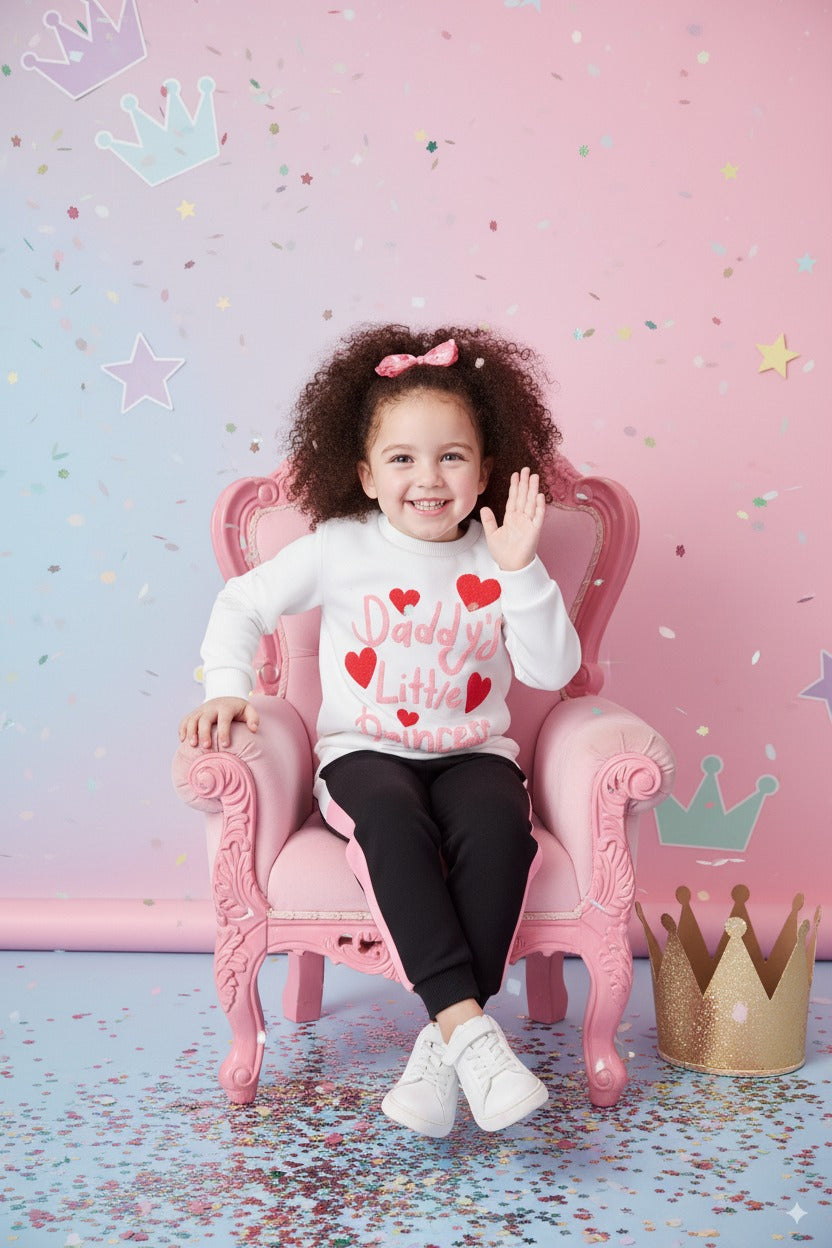 DADDY LITTLE PRINCESS PUFF PRINTED FLEECE PAIR