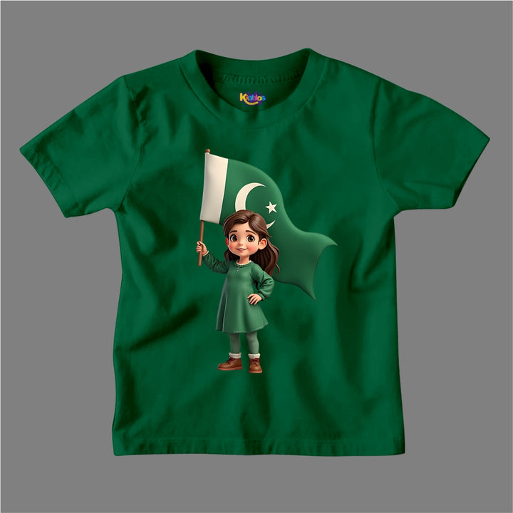 14 AUGUST LITTLE GIRL WITH FLAG  T-SHIRT