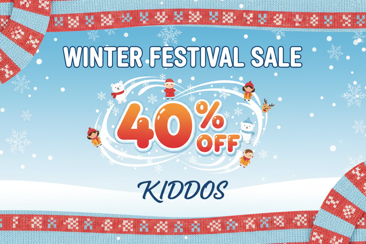 WINTER FESTAVEL SALE 40% OFF KID CLOTHING STORE HE KIDDOS NAME HE PROFECINAL BANNER BNOW